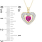 5.0mm Heart-Shaped Lab-Created Ruby and 0.13 CT. T.W. Diamond Frame Heart Pendant in 10K Yellow Gold