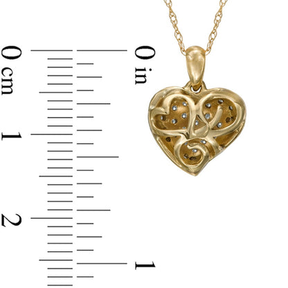 0.13 CT. T.W. Natural Diamond Heart Pendant in 10K Yellow Gold