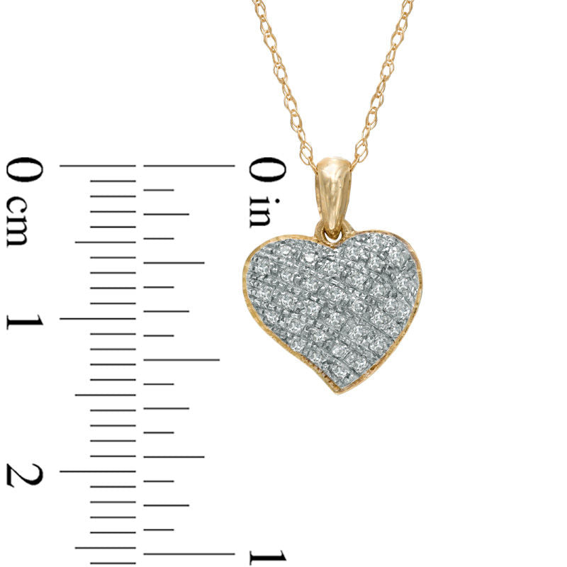 0.13 CT. T.W. Natural Diamond Heart Pendant in 10K Yellow Gold