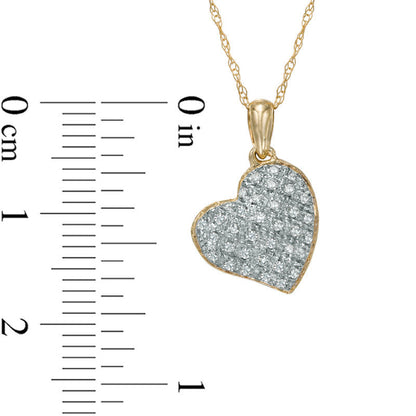 0.13 CT. T.W. Natural Diamond Tilted Puffed Heart Pendant in 10K Yellow Gold