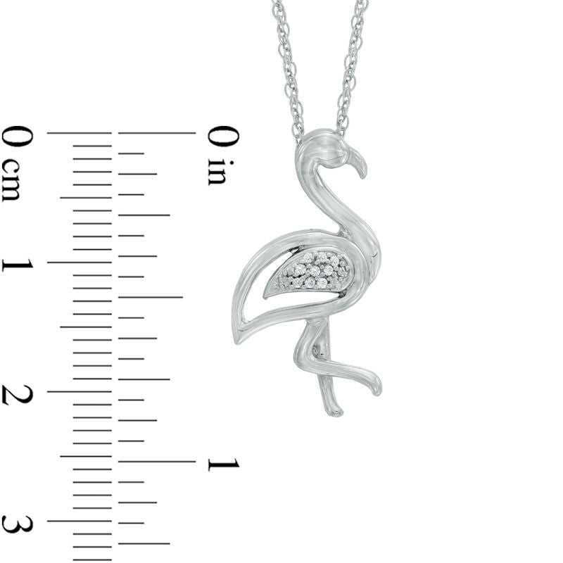 Natural Diamond Accent Flamingo Pendant in Sterling Silver