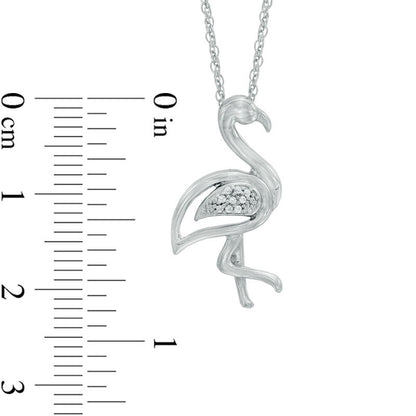 Natural Diamond Accent Flamingo Pendant in Sterling Silver
