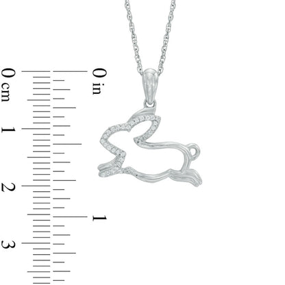 Natural Diamond Accent Running Rabbit Pendant in Sterling Silver