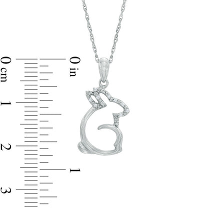 Natural Diamond Accent Sitting Rabbit Pendant in Sterling Silver