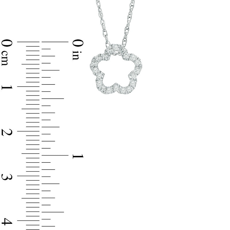 0.25 CT. T.W. Natural Diamond Outline Flower Pendant in Sterling Silver