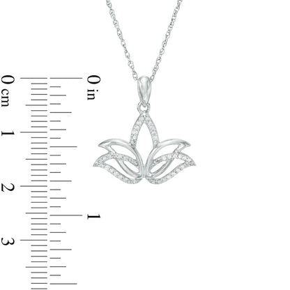 0.1 CT. T.W. Natural Diamond Outline Lotus Flower Pendant in Sterling Silver