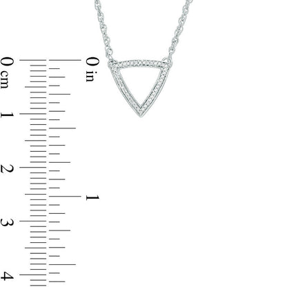 Natural Diamond Accent Outline Triangle Necklace in Sterling Silver - 17"