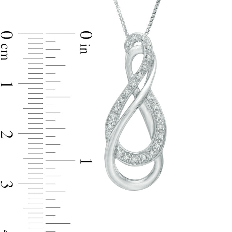 0.13 CT. T.W. Natural Diamond Double Row Infinity Pendant in Sterling Silver