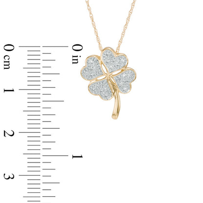 0.07 CT. T.W. Natural Diamond Heart-Shaped Clover Pendant in 10K Yellow Gold