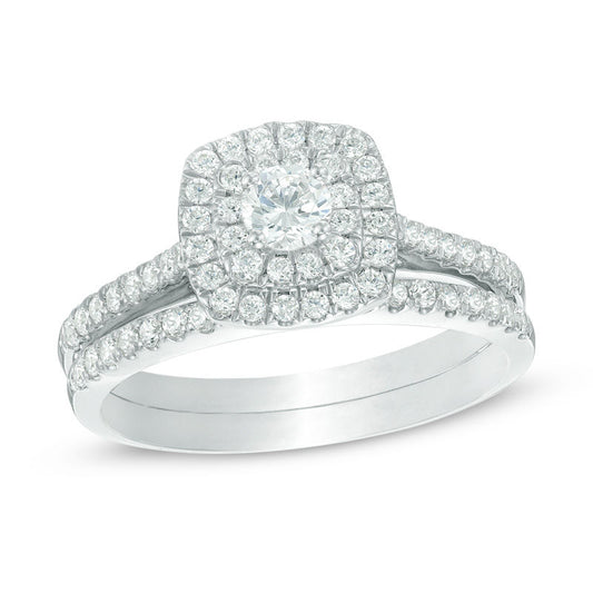 5/8 CT. T.W. Diamond Double Frame Bridal Set in 14K White Gold