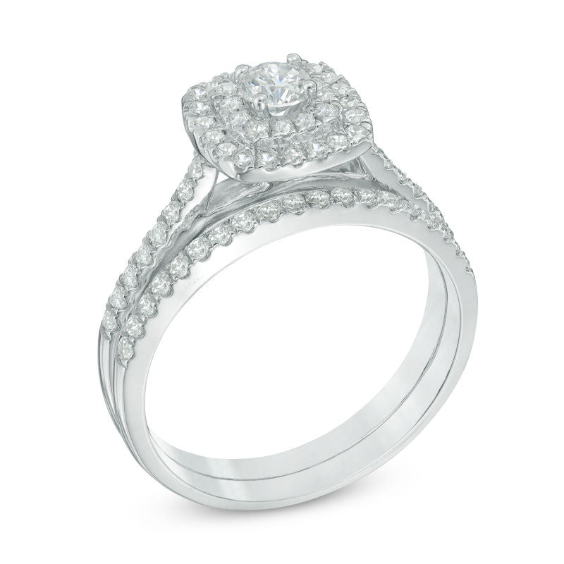 5/8 CT. T.W. Diamond Double Frame Bridal Set in 14K White Gold
