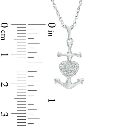 0.1 CT. T.W. Natural Diamond Heart Anchor Pendant in Sterling Silver
