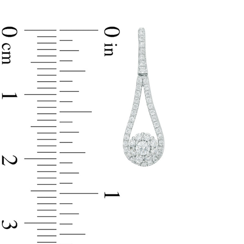0.5 CT. T.W. Diamond Open Pear-Shaped Frame with Flower Drop Earrings in 10K White Gold