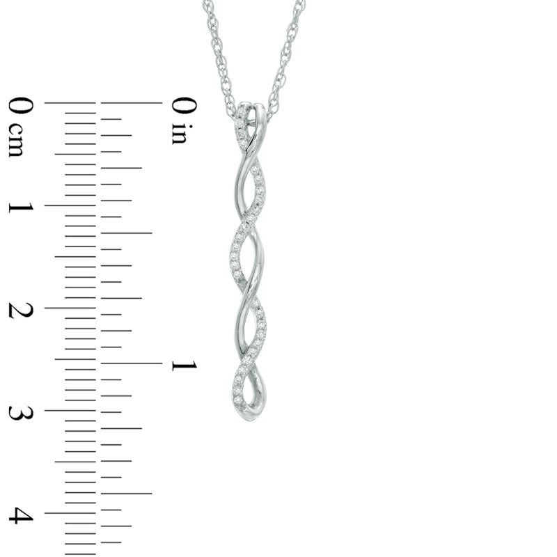 0.1 CT. T.W. Natural Diamond Linear Twist Pendant in Sterling Silver