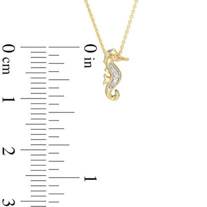 Natural Diamond Accent Seahorse Pendant in 10K Yellow Gold