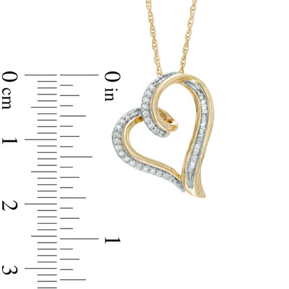 0.17 CT. T.W. Natural Diamond Tilted Looping Heart Pendant in 10K Yellow Gold