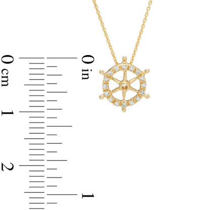 Natural Diamond Accent Ship's Wheel Pendant in 10K Yellow Gold