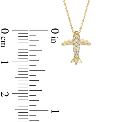 Natural Diamond Accent Airplane Pendant in 10K Yellow Gold