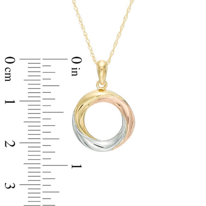 Open Circle Pendant in 10K Tri-Tone Gold