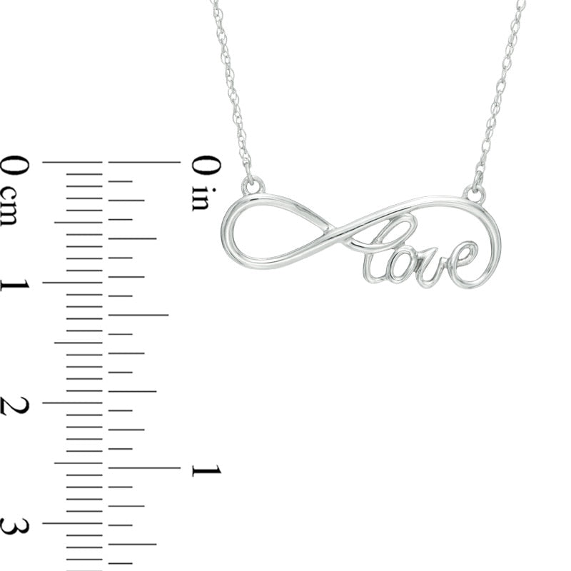 Sideways Infinity "LOVE" Necklace in 10K White Gold