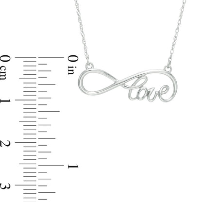 Sideways Infinity "LOVE" Necklace in 10K White Gold