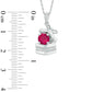 6.0mm Lab-Created Ruby and Diamond Accent Gift Box Pendant in Sterling Silver