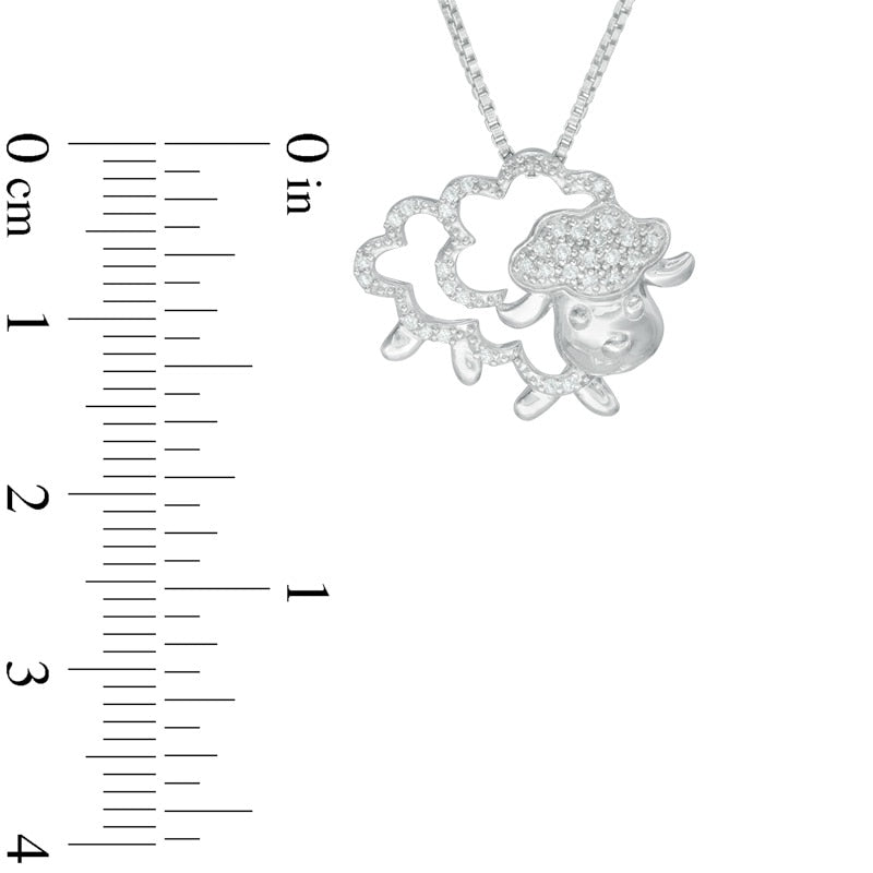 Natural Diamond Accent Sheep Pendant in Sterling Silver