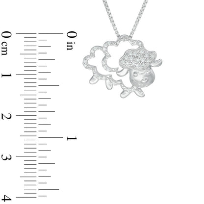Natural Diamond Accent Sheep Pendant in Sterling Silver