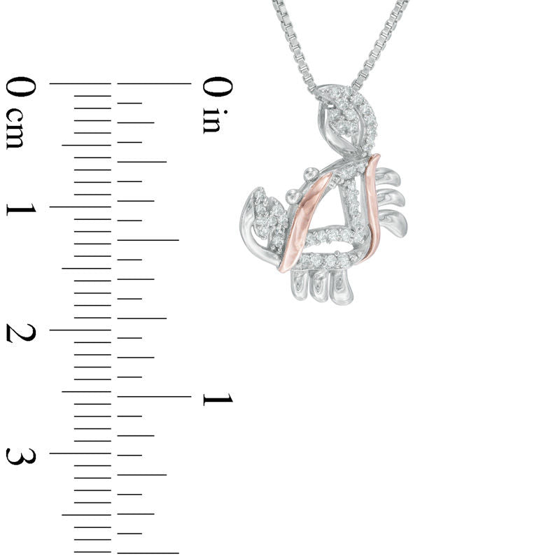 0.1 CT. T.W. Natural Diamond Crab Pendant in Sterling Silver and 14K Rose Gold