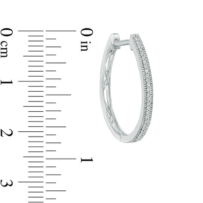 0.13 CT. T.W. Diamond Vintage-Style Oval Huggie Hoop Earrings in 10K White Gold