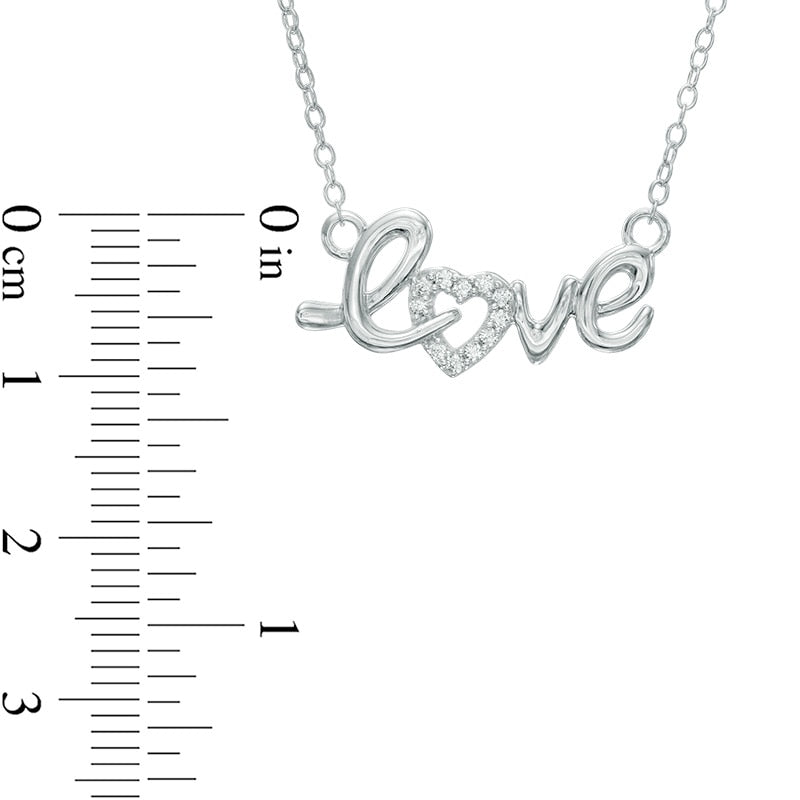 0.1 CT. T.W. Natural Diamond "love" Heart Necklace in Sterling Silver