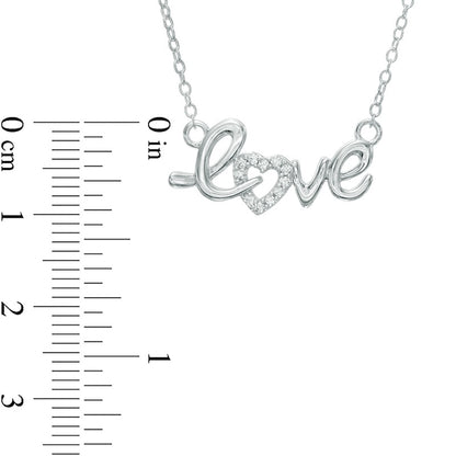 0.1 CT. T.W. Natural Diamond "love" Heart Necklace in Sterling Silver