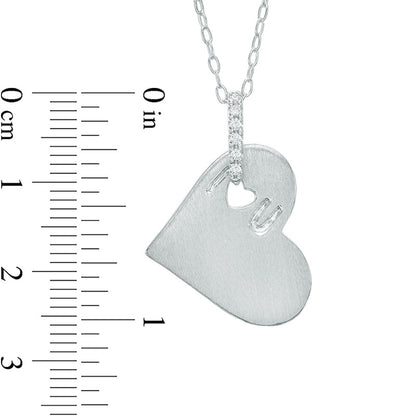 0.05 CT. T.W. Natural Diamond "I Heart U" Cutout Heart Pendant in Sterling Silver