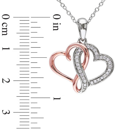 0.13 CT. T.W. Natural Diamond Infinity Intertwining Heart Pendant in Sterling Silver with Rose Rhodium