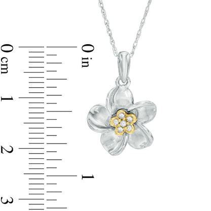 0.07 CT. T.W. Natural Diamond Pinwheel Flower Pendant in Sterling Silver and 10K Yellow Gold