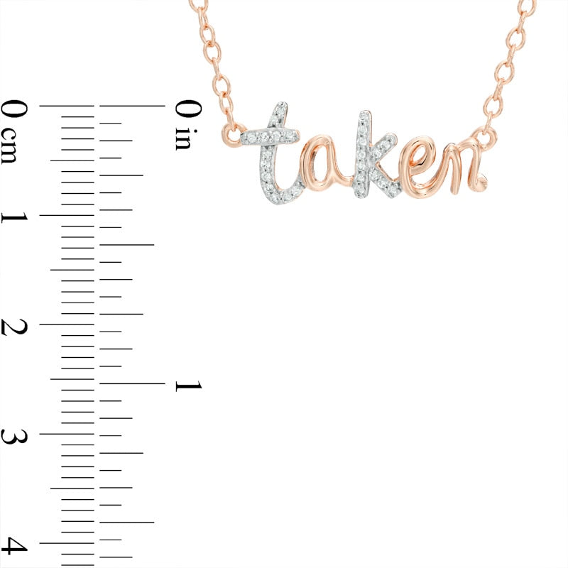 0.1 CT. T.W. Natural Diamond "taken" Necklace in Sterling Silver with Rose Rhodium