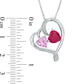 Lab-Created Pink Sapphire, Ruby and Diamond Accent Tilted Heart Pendant in Sterling Silver