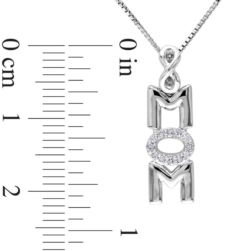 0.05 CT. T.W. Natural Diamond Vertical "MOM" Infinity Pendant in Sterling Silver