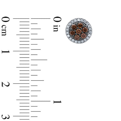 0.33 CT. T.W. Champagne and White Diamond Composite Stud Earrings in 10K Rose Gold
