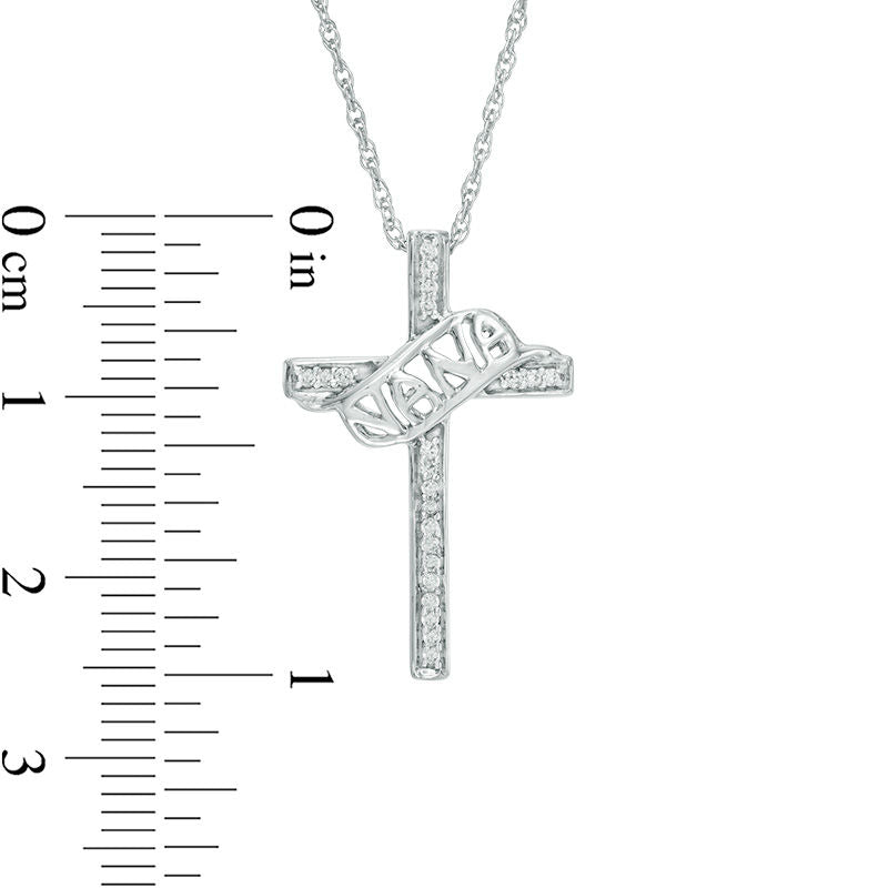 0.07 CT. T.W. Natural Diamond "NANA" Cross Pendant in Sterling Silver