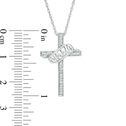 0.07 CT. T.W. Natural Diamond "NANA" Cross Pendant in Sterling Silver
