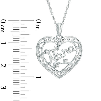 0.05 CT. T.W. Natural Diamond "Nana" Filigree Border Heart Pendant in Sterling Silver
