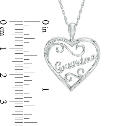 0.07 CT. T.W. Natural Diamond "Grandma" Heart Pendant in Sterling Silver