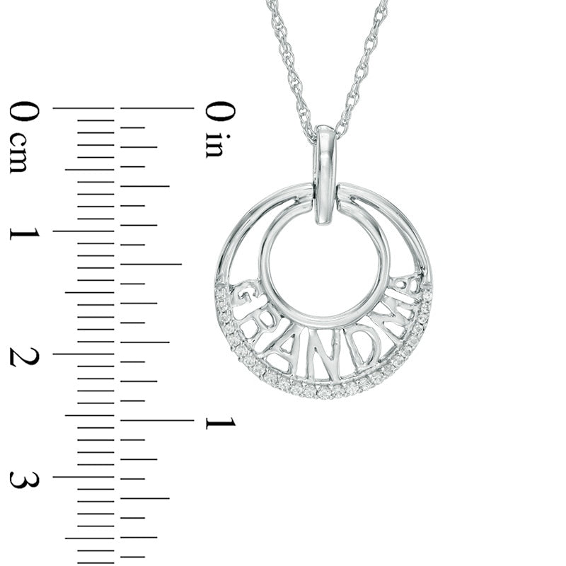 0.1 CT. T.W. Natural Diamond "Grandma" Double Circle Pendant in Sterling Silver