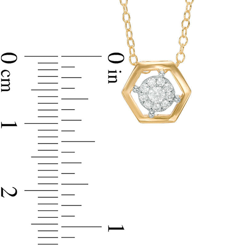 0.17 CT. T.W. Natural Diamond Hexagonal Frame Pendant in 10K Yellow Gold
