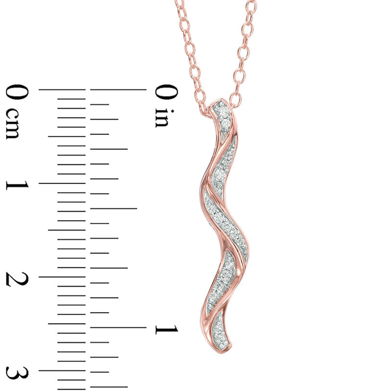 0.07 CT. T.W. Natural Diamond Linear Wave Pendant in 10K Yellow Gold