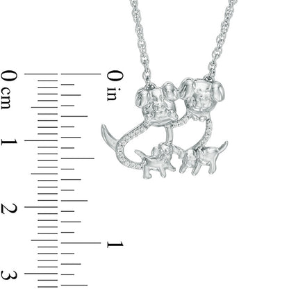 0.05 CT. T.W. Natural Diamond Dog Family Necklace in Sterling Silver - 17"
