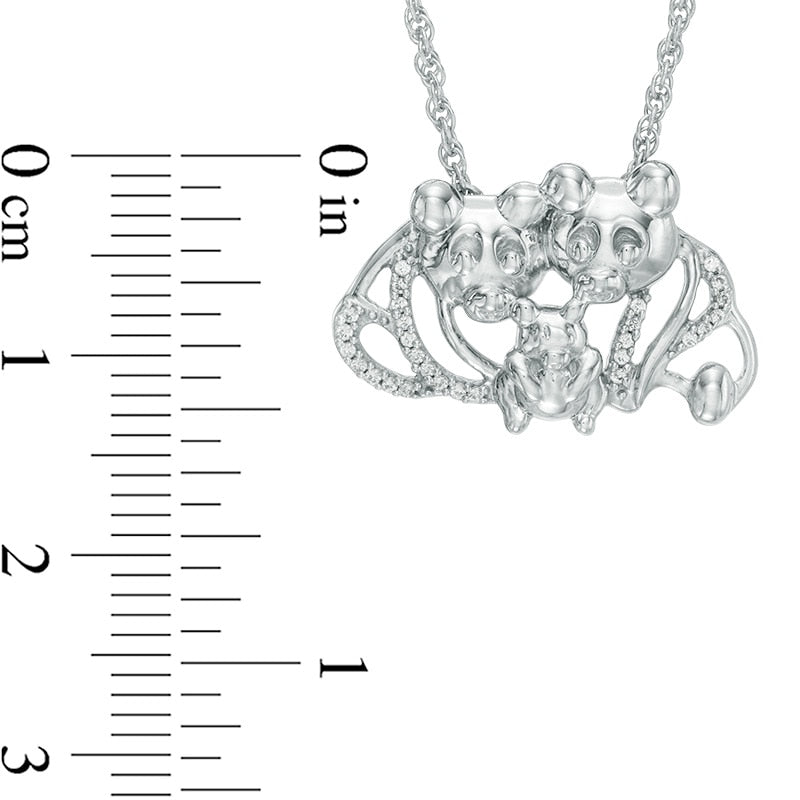 0.07 CT. T.W. Natural Diamond Teddy Bear Family Necklace in Sterling Silver - 17"