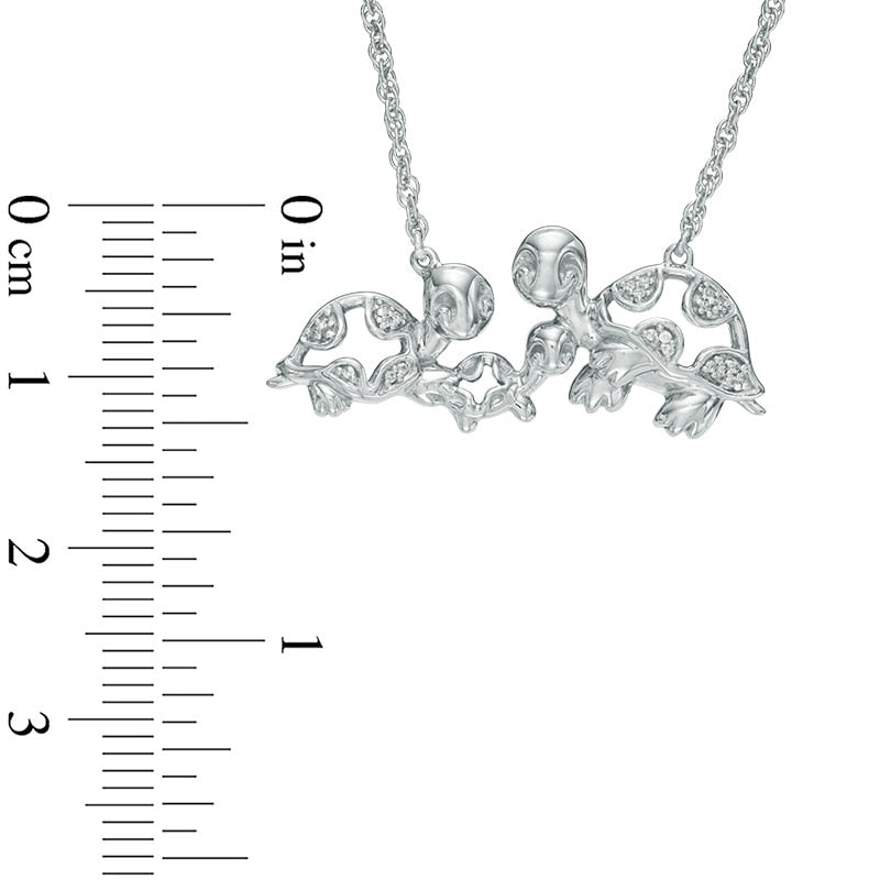 0.05 CT. T.W. Natural Diamond Turtle Family Necklace in Sterling Silver - 17"