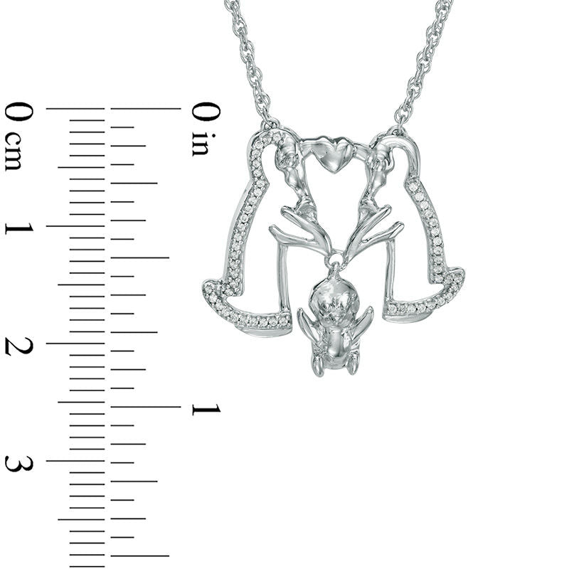 0.13 CT. T.W. Natural Diamond Penguin Family Necklace in Sterling Silver - 17"